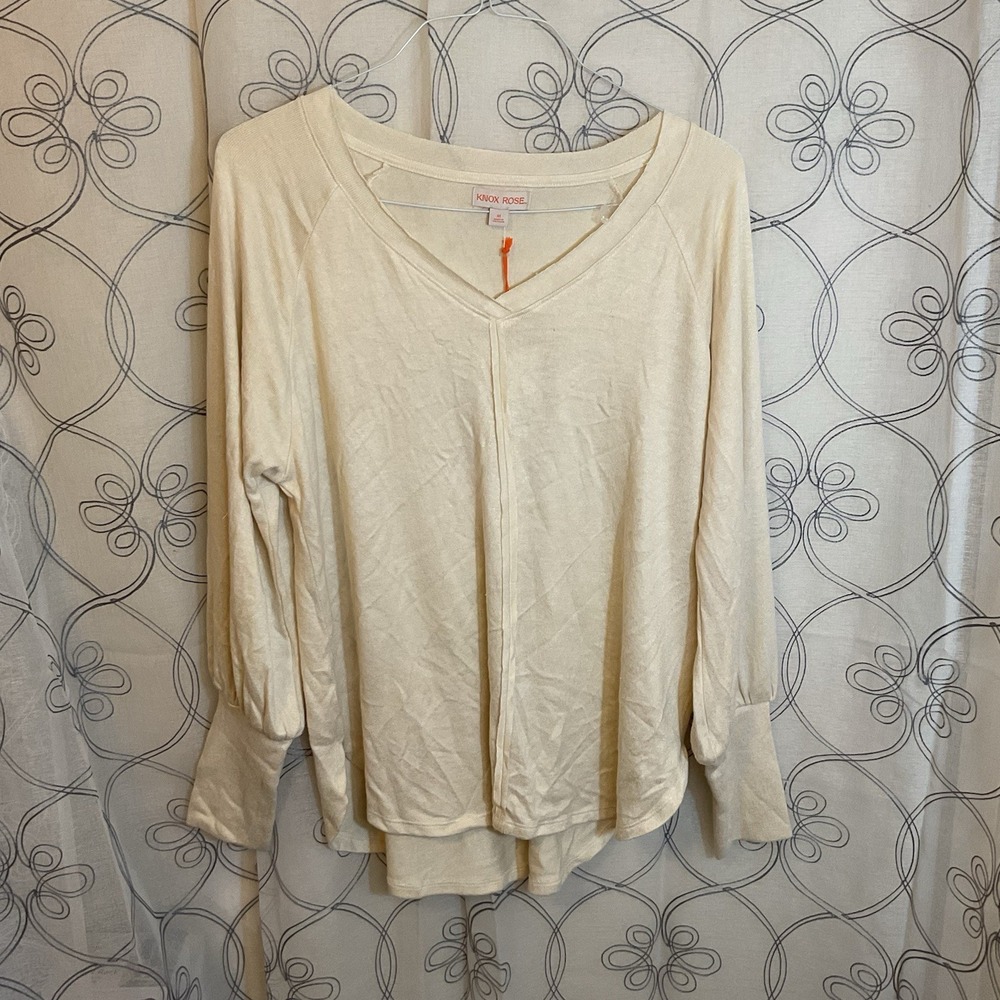 Womens Long Sleeve Knit Top - Knox Rose - Cream Size Medium